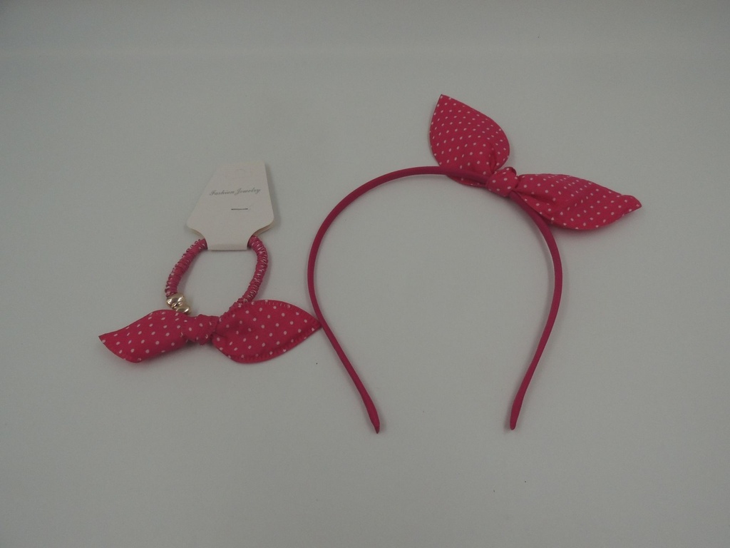 Set de vincha con orejitas y colita paquete X12u colores surtidos