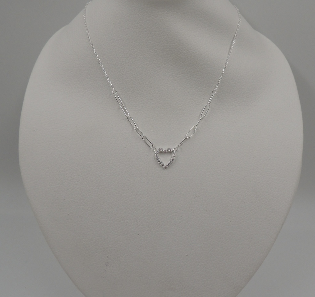 Cadena acero blanco con dije de corazón