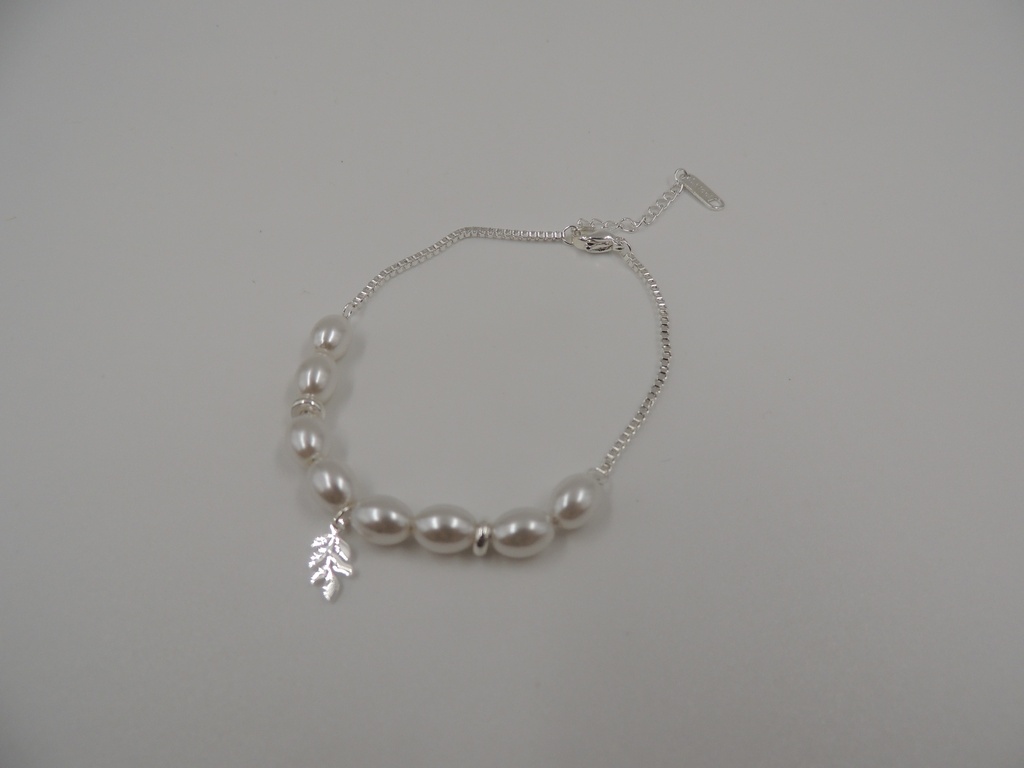 Pulsera acero blanco con perlas