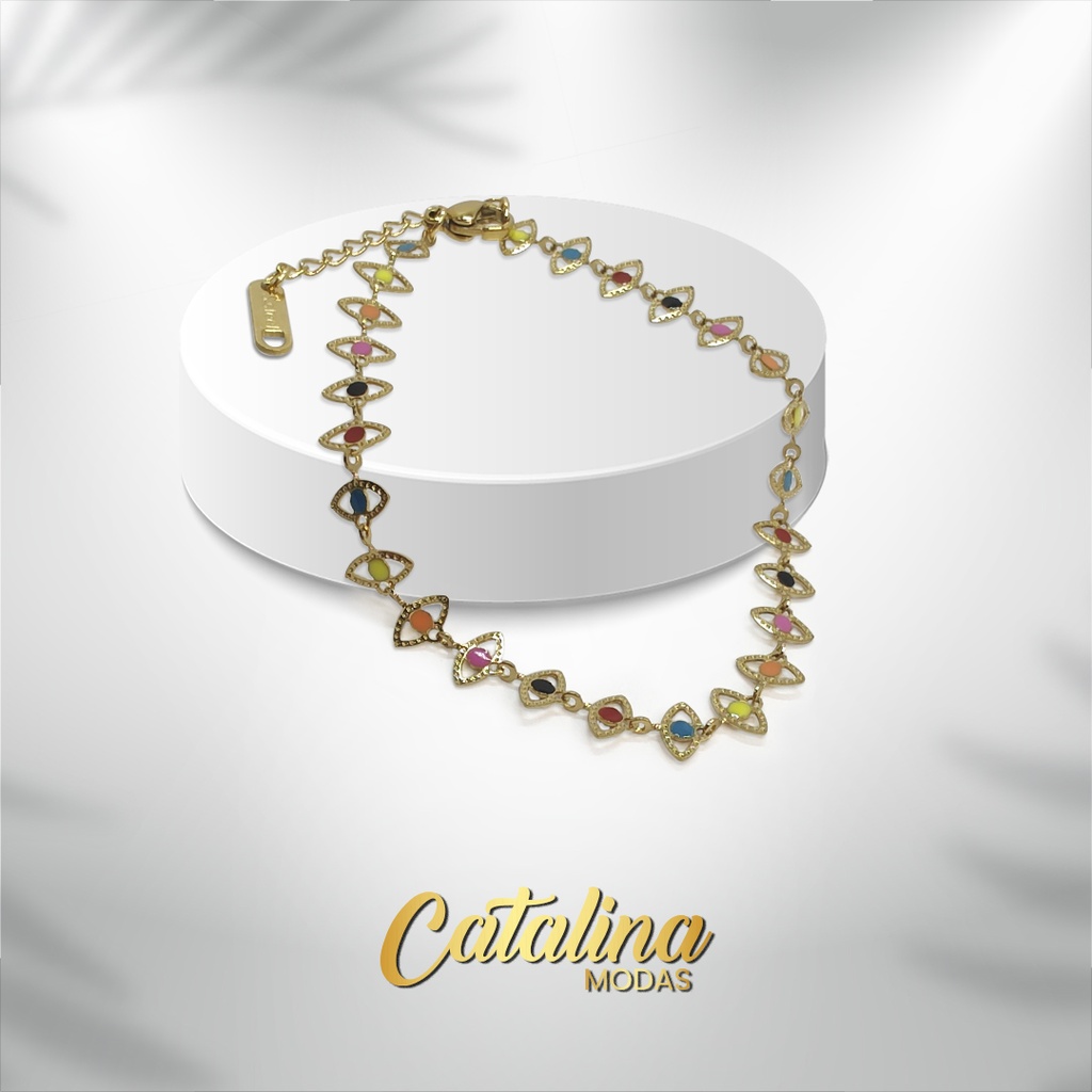 Pulsera de ojitos. Acero dorado