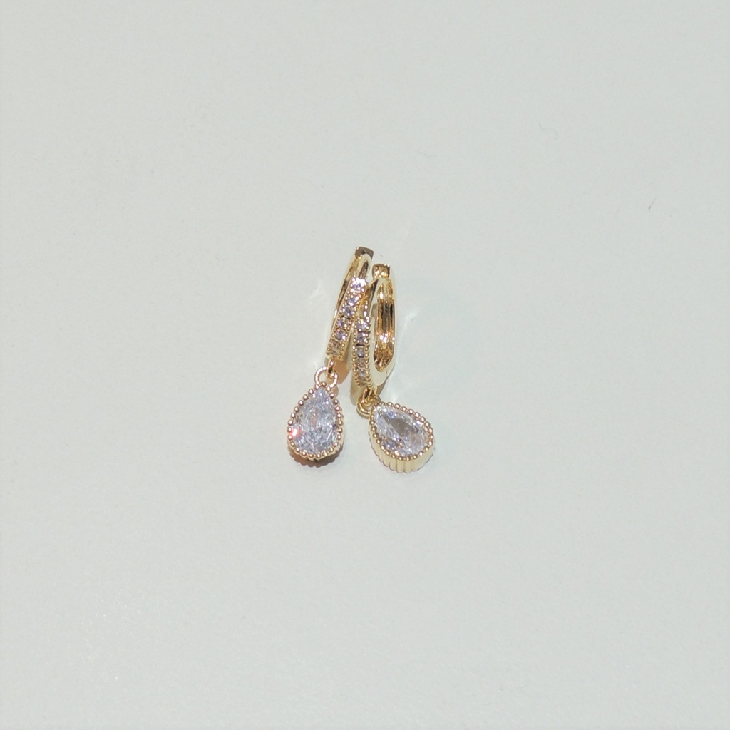 Aro bronce dorado colgante micropave con cubic