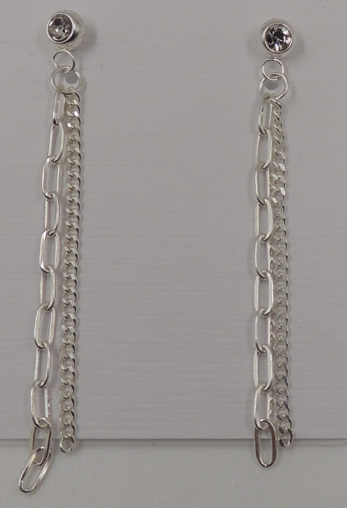 Aro acero blanco con cadena colgante y strass