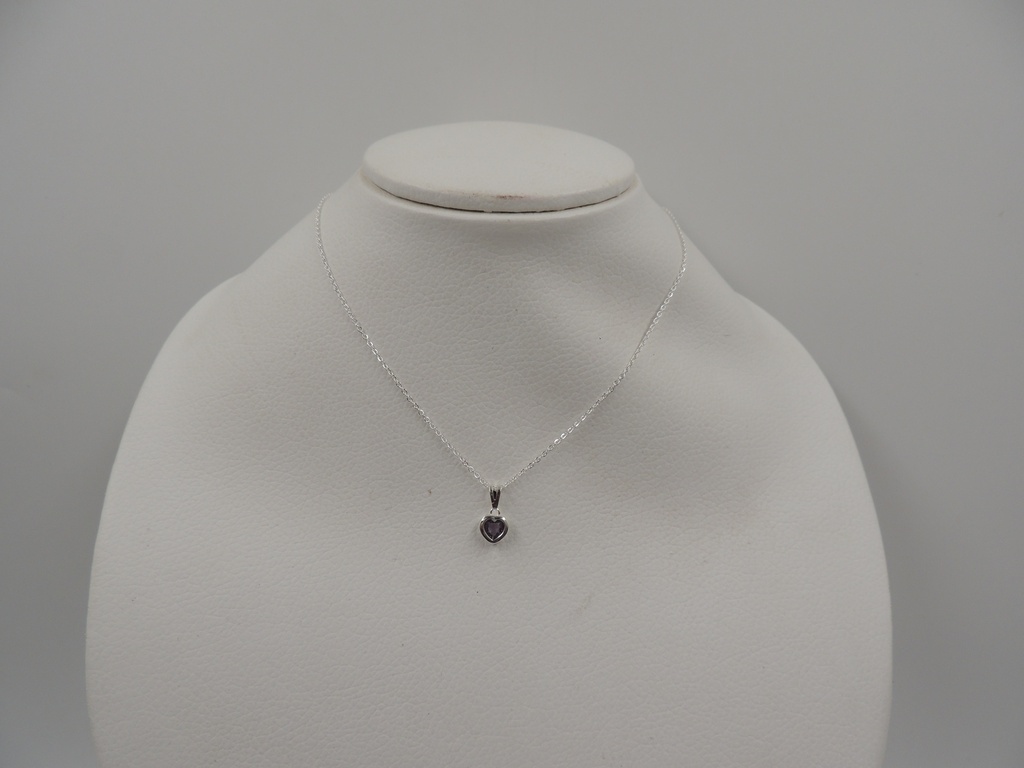 Cadena acero blanco con dije de corazon