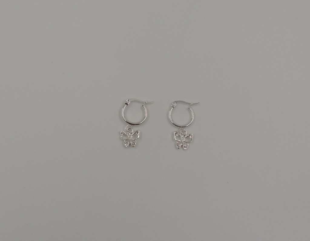 Aro acero blanco dije mariposa strass