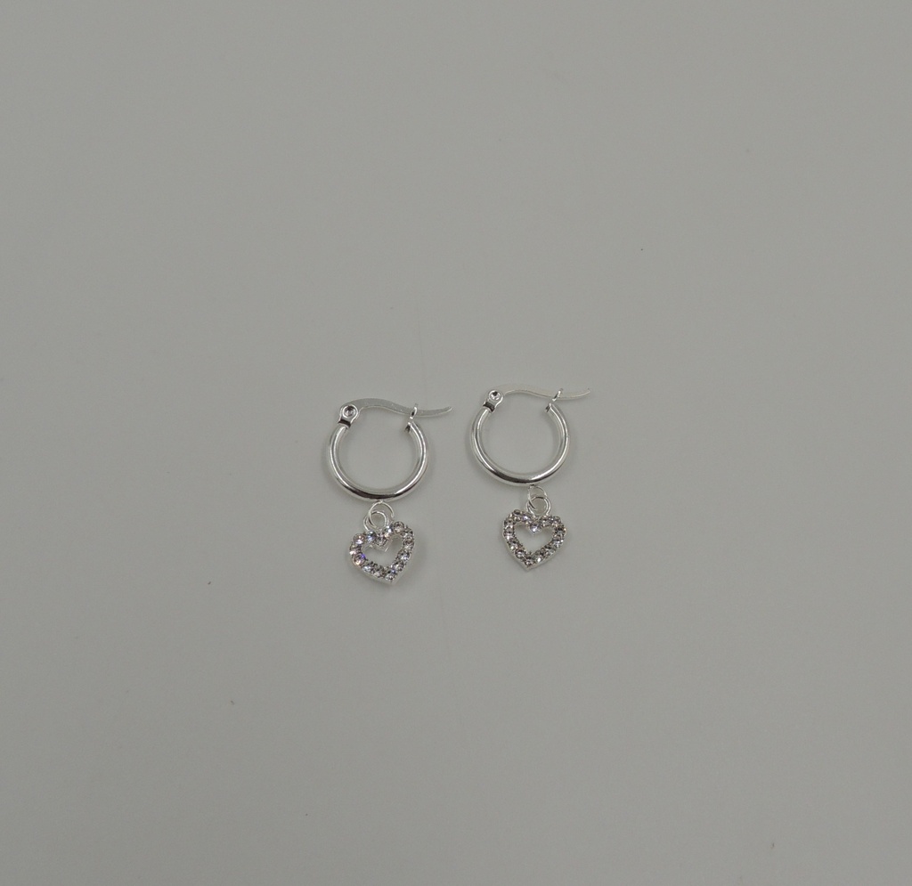 Aro acero blanco argolla dije corazon strass