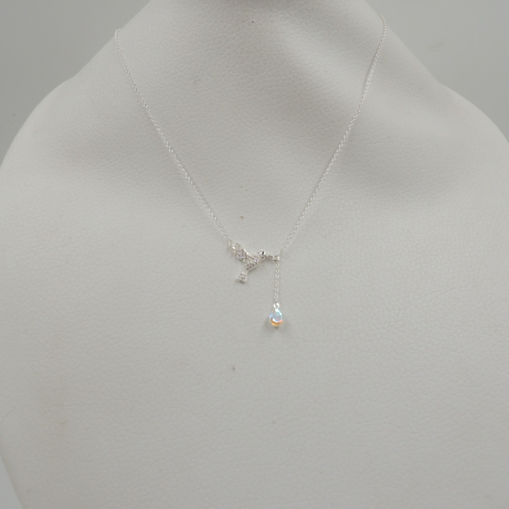 Cadena acero blanco con dije colibrí