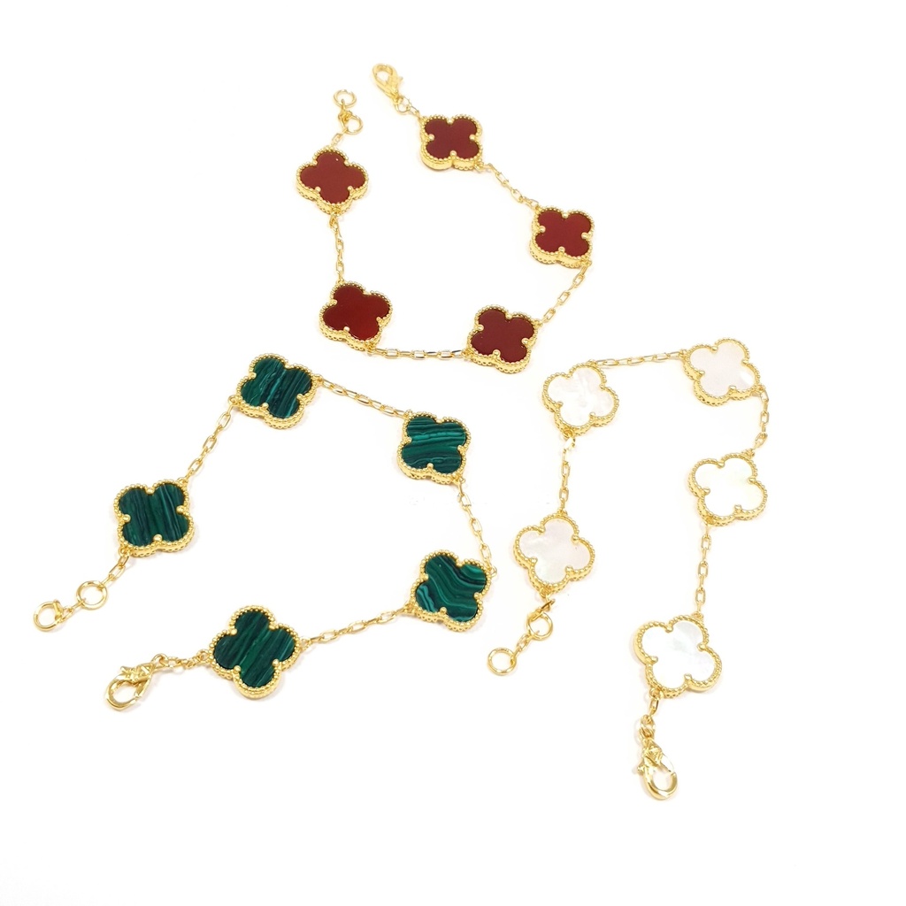 Pulsera Van Cleef acero dorado dijes de colores