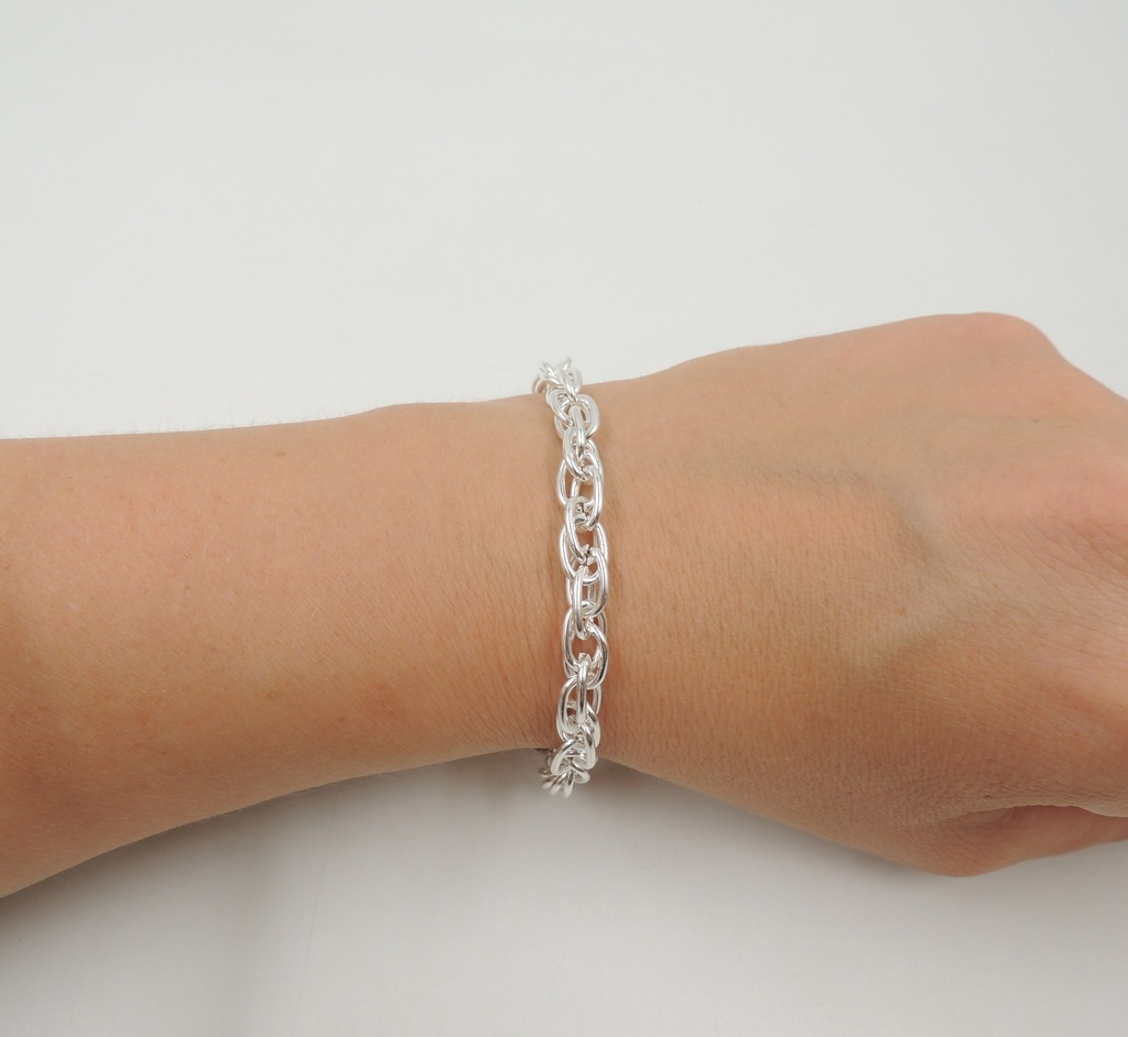 Pulsera de cadenas acero blanco