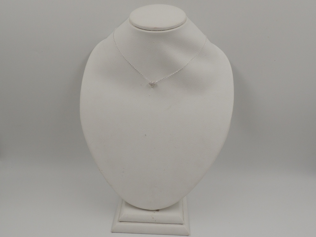 Cadena acero blanco dije corazon grande con strass