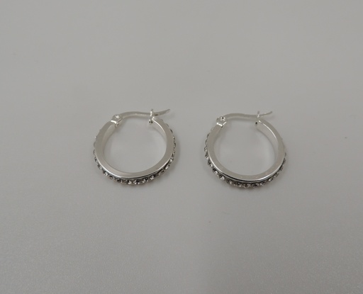 [AR4009P] Aro acero blanco argolla con strass