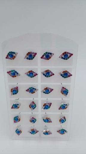 [AR1082C] Aro pasante acero ojo strass color blíster x12 pares
