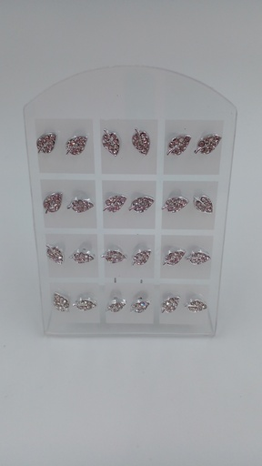 [AR1049] Aro acero hoja strass blíster x12 pares
