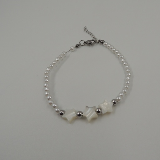 [26-APU38] Pulsera acero con perlas