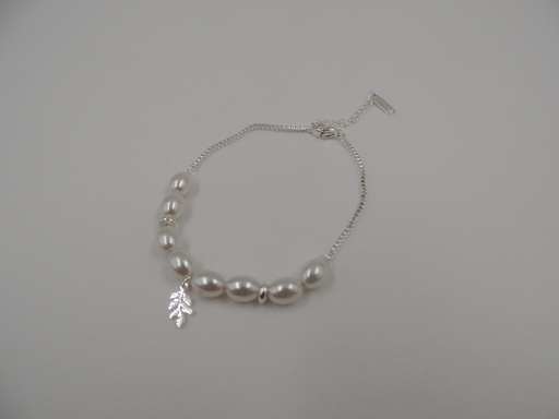 [APUDI252P] Pulsera acero blanco con perlas