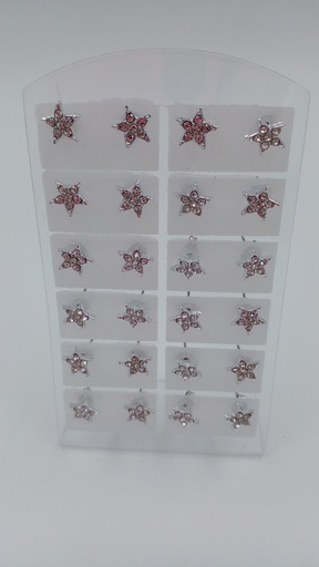[AR1056] Aro acero estrella strass blíster x12 pares