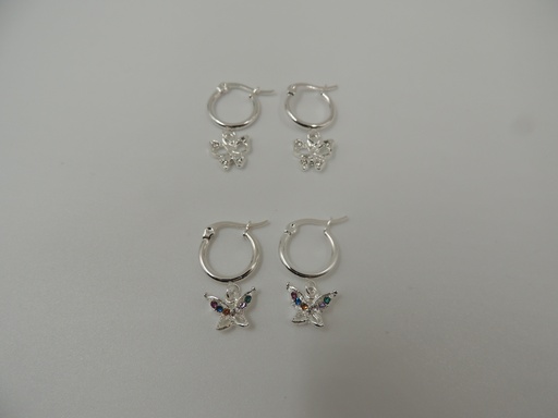 Aro acero blanco dije mariposa strass