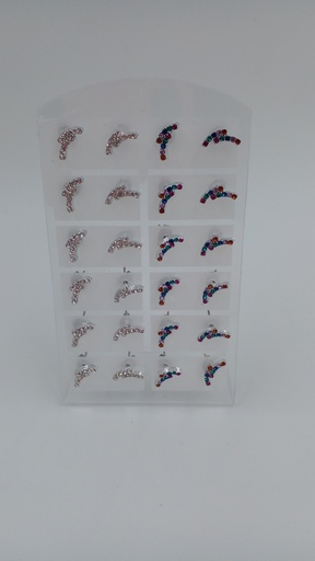 [AR1084] Aro acero pasante strass blíster x12 pares