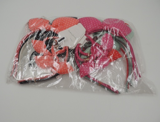 Set de vincha con orejitas y colita paquete X12u colores surtidos