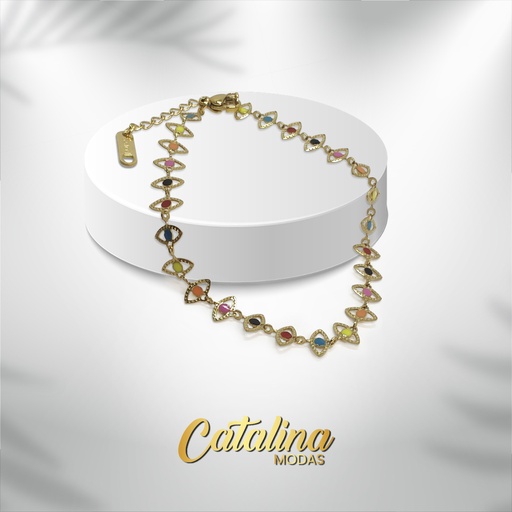 [APUDI311D] Pulsera de ojitos. Acero dorado