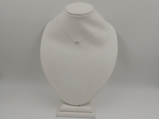 Cadena acero blanco dije corazon grande con strass