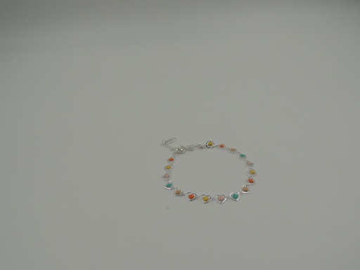 [APUDI310P] Pulsera acero con corazones de color