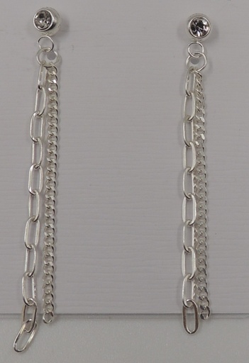 [AR4170P] Aro acero blanco con cadena colgante y strass