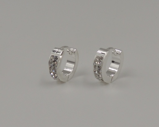 [AR4096P] Aro acero blanco argolla con strass