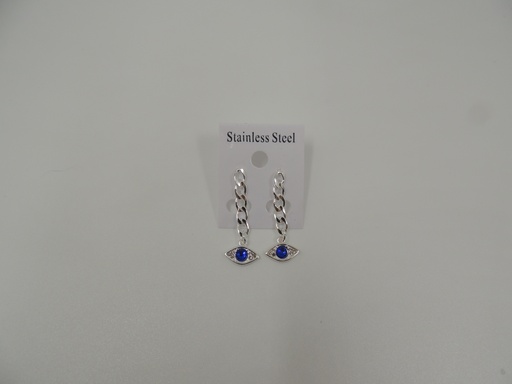 Aro acero blanco con cadena colgante ojo strass